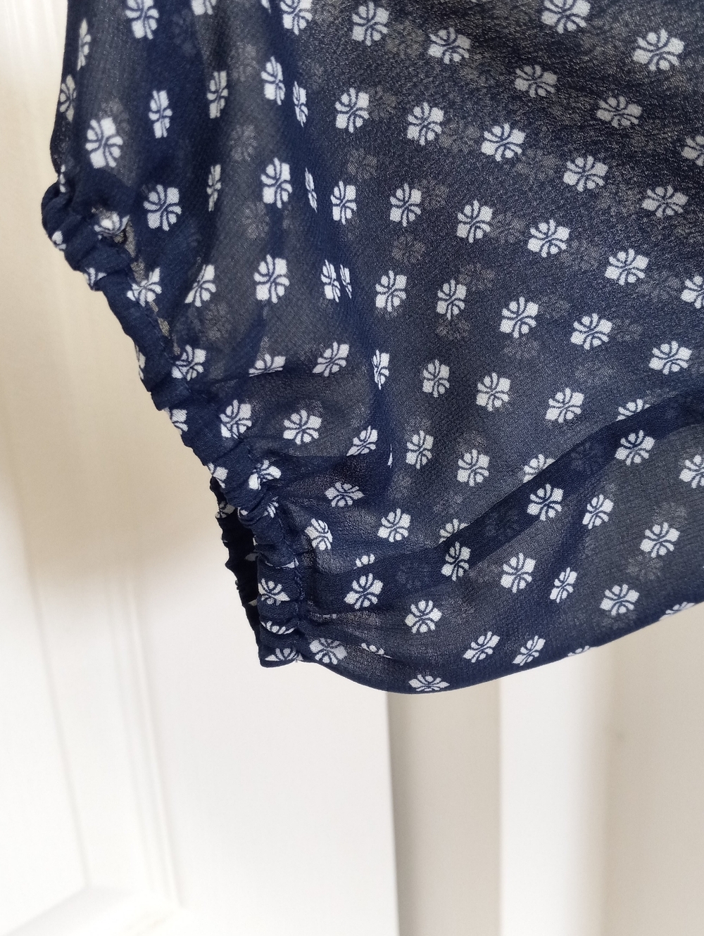 Long Tall Sally Boho Tunic Top Blue Size 16 Peasant Cottagecore Paisley Border - Picture 6 of 12